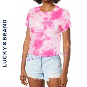 NWT Lucky Brand Tie-Dye "Lucky" Graphic Print Cotton Crop T-Shirt